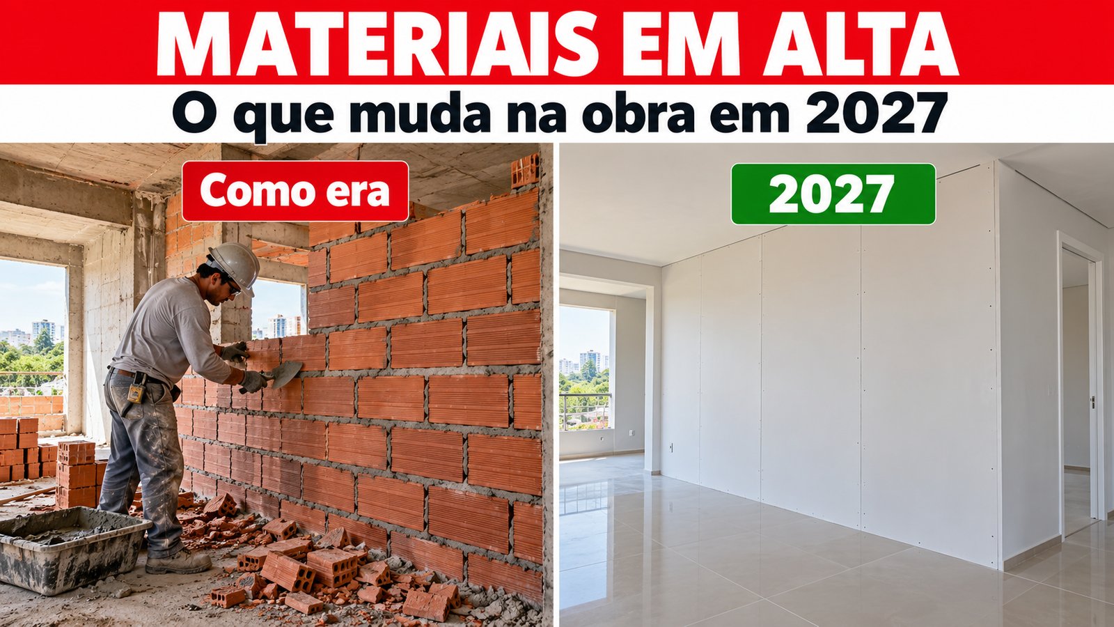 Materiais de construção em alta para 2027: o que vale a pena e o que ainda é aposta